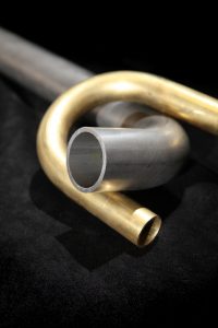 Brass tube example using wiper die - Mandrel Tube Bending at Swanglen Metal Products, Bingley, near Bradford, West Yorkshire